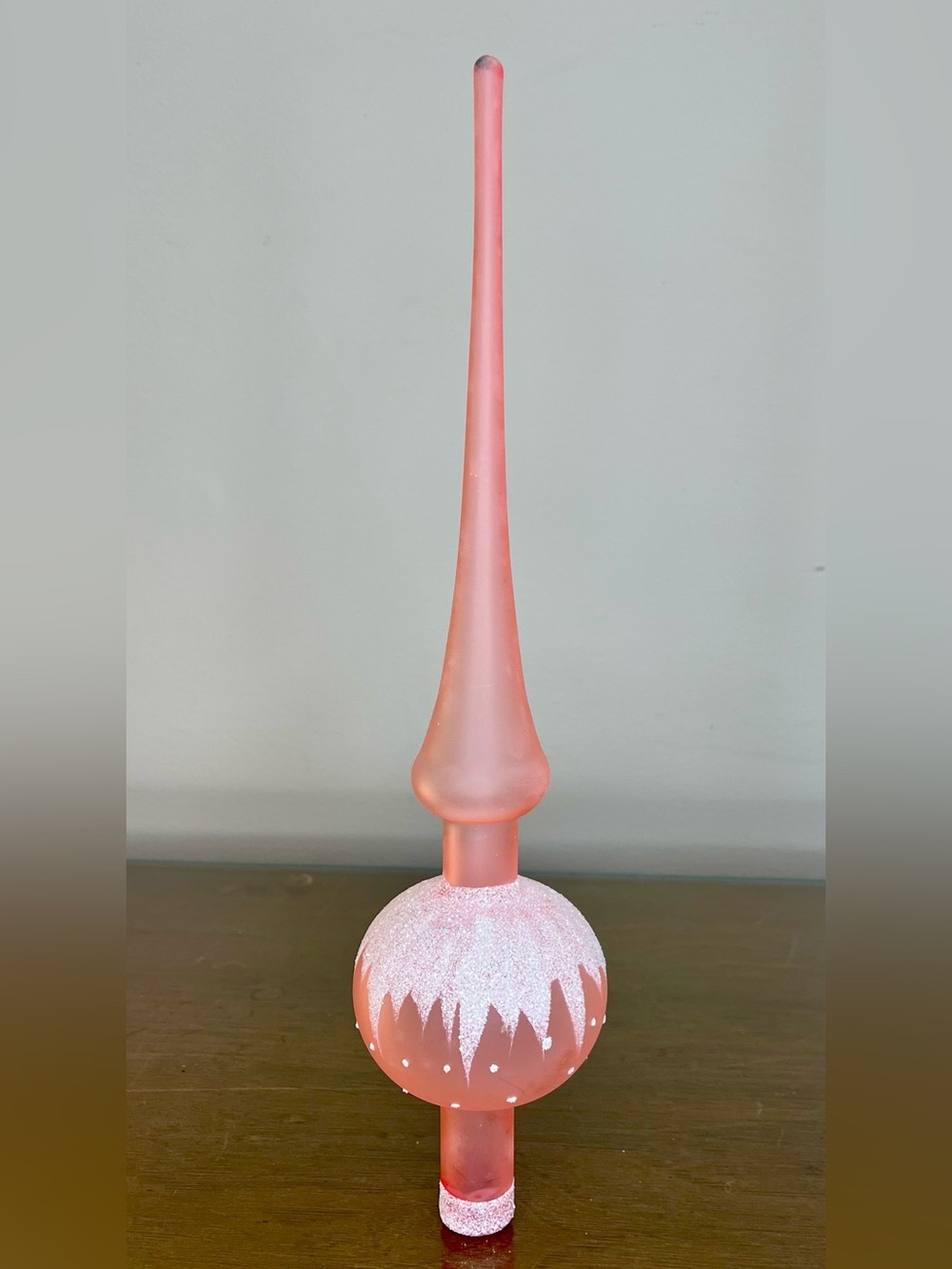 Vintage Christmas Tree Topper Blown Glass Finial Pink-Mica Glitter- WGermany MCM - Picture 5 of 16